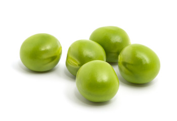 Green peas isolated on the white background
