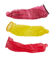 Colorful condoms isolated
