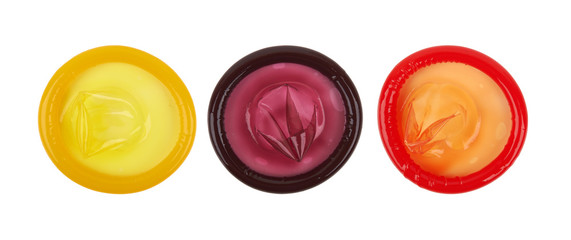 Colorful condoms isolated