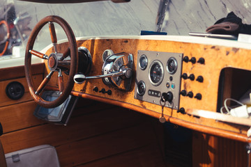 Detail of Vintage Wood Speed Boat