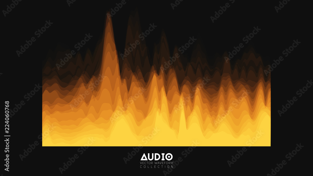 Poster vector 3d echo audio wavefrom spectrum. abstract music waves oscillation graph. futuristic sound wav