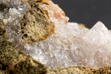 Marble stone texture macro close up background, crystals and minerals, rock texture