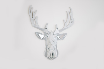 Merry Christmas and happy New year. Stylish holiday decor. Background for cards. Silver deer