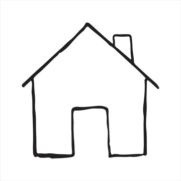 Doodle house icon outline