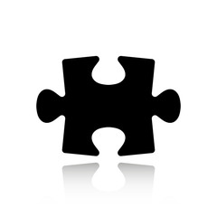 Puzzle icon and reflect on a white background