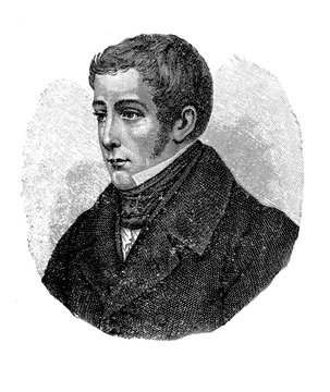 Engraving portrait of Giovanni Berchet (1783-1851), italian poet, patriot, influent in Italian Romanticism.