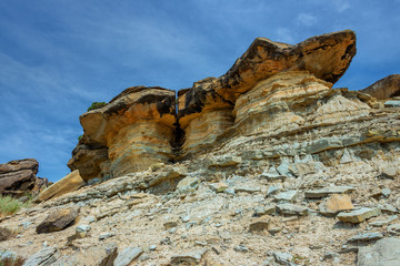 Fototapeta premium Felsformationen in Bardenas Reales, Navarra, Nordspanien 