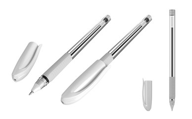 Transparent ballpoint pen isolated on white background, 3D rendering