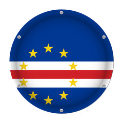 round metallic flag of Cape Verde with screws