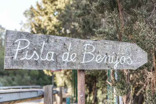 Poster with the title of track of benijos, on a hillside in Tenerife