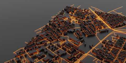 Techno mega city; urban and futuristic technology concepts, original 3d rendering