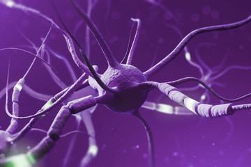 Purple glowing neurons over purple background