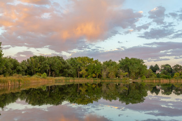 Sunset in the Wheat Ridge Green Belt, along the Clear Creek Trail, Wheat Ridge Colorado, USA.