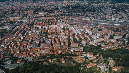 Obraz premium Nice France coast drone view of houses and city from the air