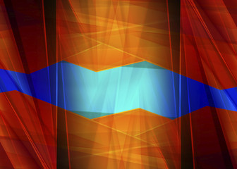 Crystal lines Abstract design orange, blue and red color background
