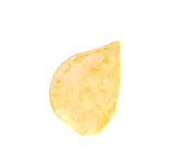 Tasty crispy potato chip on white background