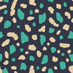 Beautiful abstract seamless repeating pattern. Hand painted artistic style with chaotic paint elements. Perfect for textile, wrapping, web and all kind of decorative projects. Vector illustration.