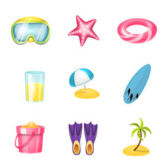 Isolated object of equipment and swimming logo. Set of equipment and activity stock vector illustration.