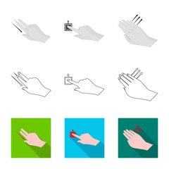 Vector design of touchscreen and hand sign. Set of touchscreen and touch vector icon for stock.