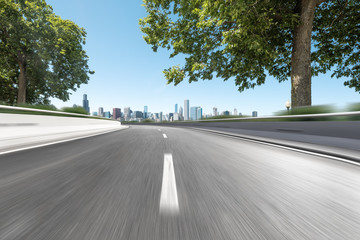 empty highway through modern city