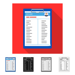 Vector design of form and document logo. Set of form and mark stock symbol for web.