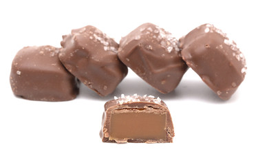 Chocolate Covered  Salted Caramel with Sprinkled Salt on Top