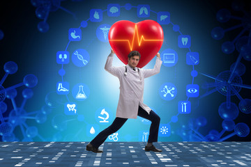 Doctor cardiologist supporting cardiogram heart line