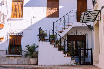 Fototapeta premium Street. A small traditional Spanish street. Benahavis village, Costa del Sol, Andalusia, Spain. Picture taken – 23 september 2018.