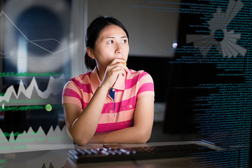 young woman working with computer