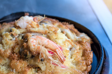 Shrimp Fried on Mussels Fried Mushroom Omelet.