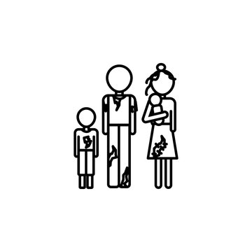 Poor family icon. Element of poverty social life icon for mobile concept and web apps. Thin line Poor family icon can be used for web and mobile