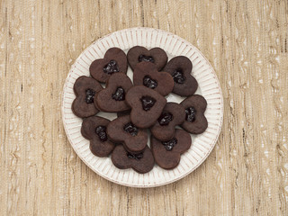 Chocolate Heart Sandwich Cookie OH on Beige