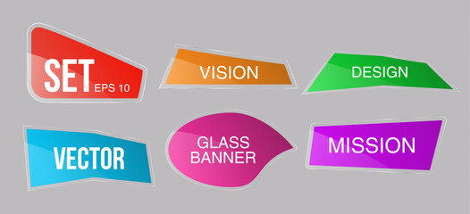 Set of Mission and Vision Glossy banner ,color buttons for shares for sites, advertising flyers and billboards , advertising, marketing. vector illustration