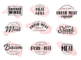 Obraz premium Meat food icons with lettering