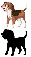 Colour and silhouette of beagle dog