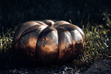 Halloween decoration and scary concept. Halloween background. 31 october. Pumpkin head jack lantern. Trick or treat. Jack-o-lanterns.