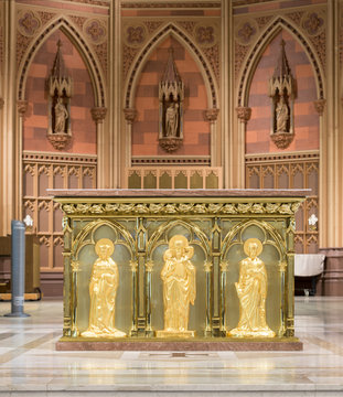 Altar and sanctuary inside the historic Cathedral of the Immaculate Conception in Albany, New York