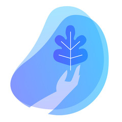 CSR hand holding leaf icon, symbol concept of corporate social responsibility. care environment illustration