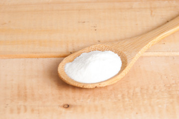 Hydrolyzed collagen protein on wooden table