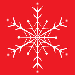 Vector snowflake  of Christmas or New Year Red clear background