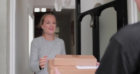 Adult female receiving a home delivery