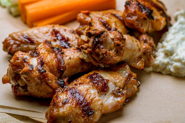 Chicken wings with blue cheese sauce