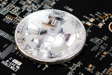 Bitcoin Cryptocurrency Digital Bit Coin BTC Currency Technology Business Internet Concept.