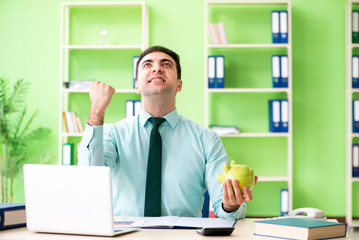 Naklejka premium Male financial manager working in the office 