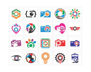 variation mixed camera lens icon image vector icon logo symbol set