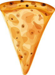 Single slice of cheese pizza, vertically oriented. Isolated vector illustration.
