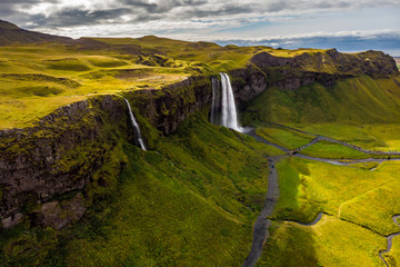 Waterfalls from cliff