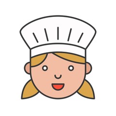 Cute chef head filled outline icon, editable stroke