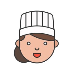 Cute chef head filled outline icon, editable stroke