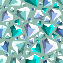 Low poly gem diamond seamless vector pattern